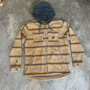 Quiksilver Men's Super Swell Hooded Fleece Zip-Up Jacket size Small Tan